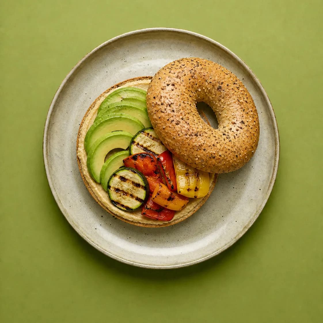 Bagel hummus avocado