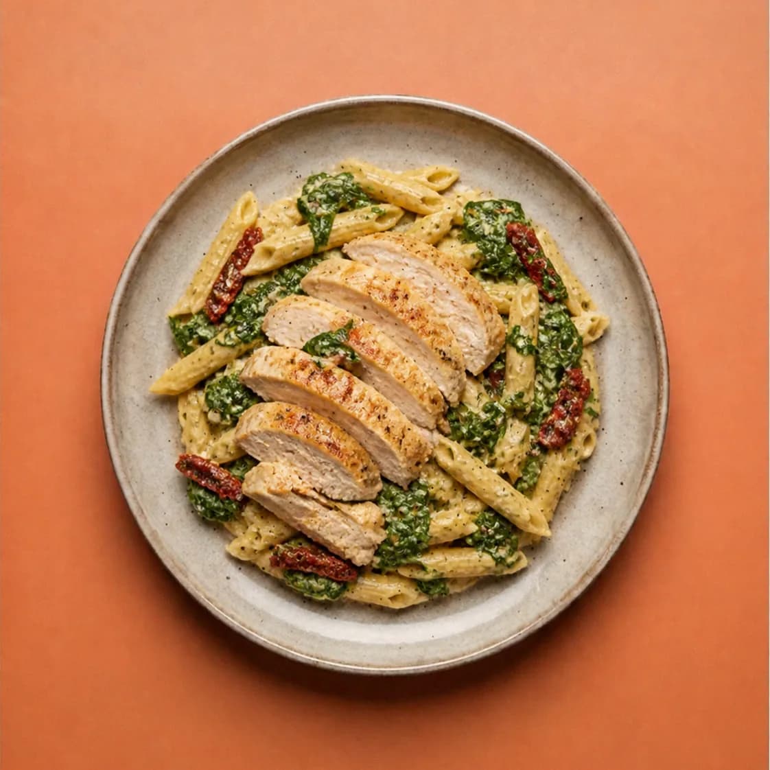 Pasta spinazie kip