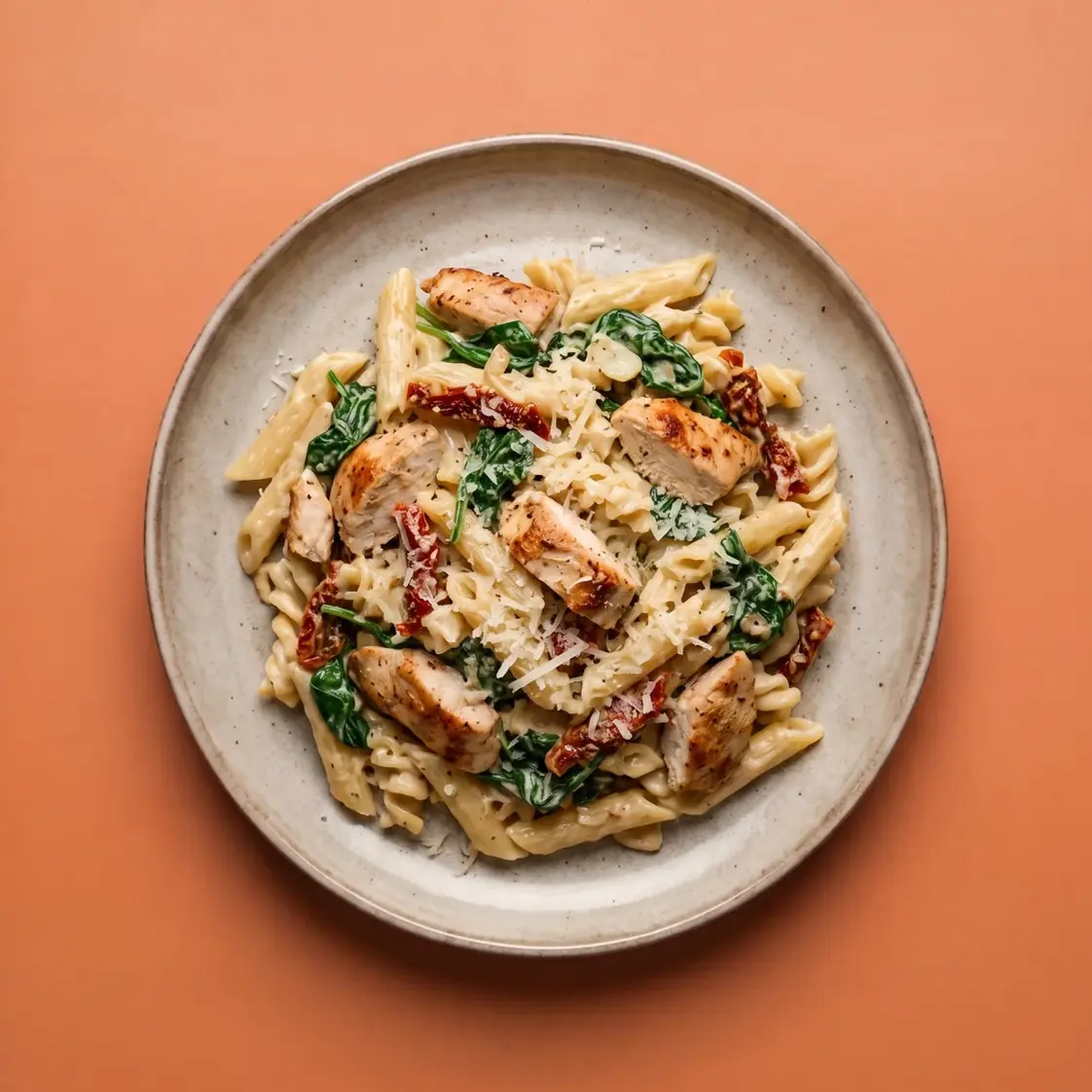 Pasta spinazie en kip